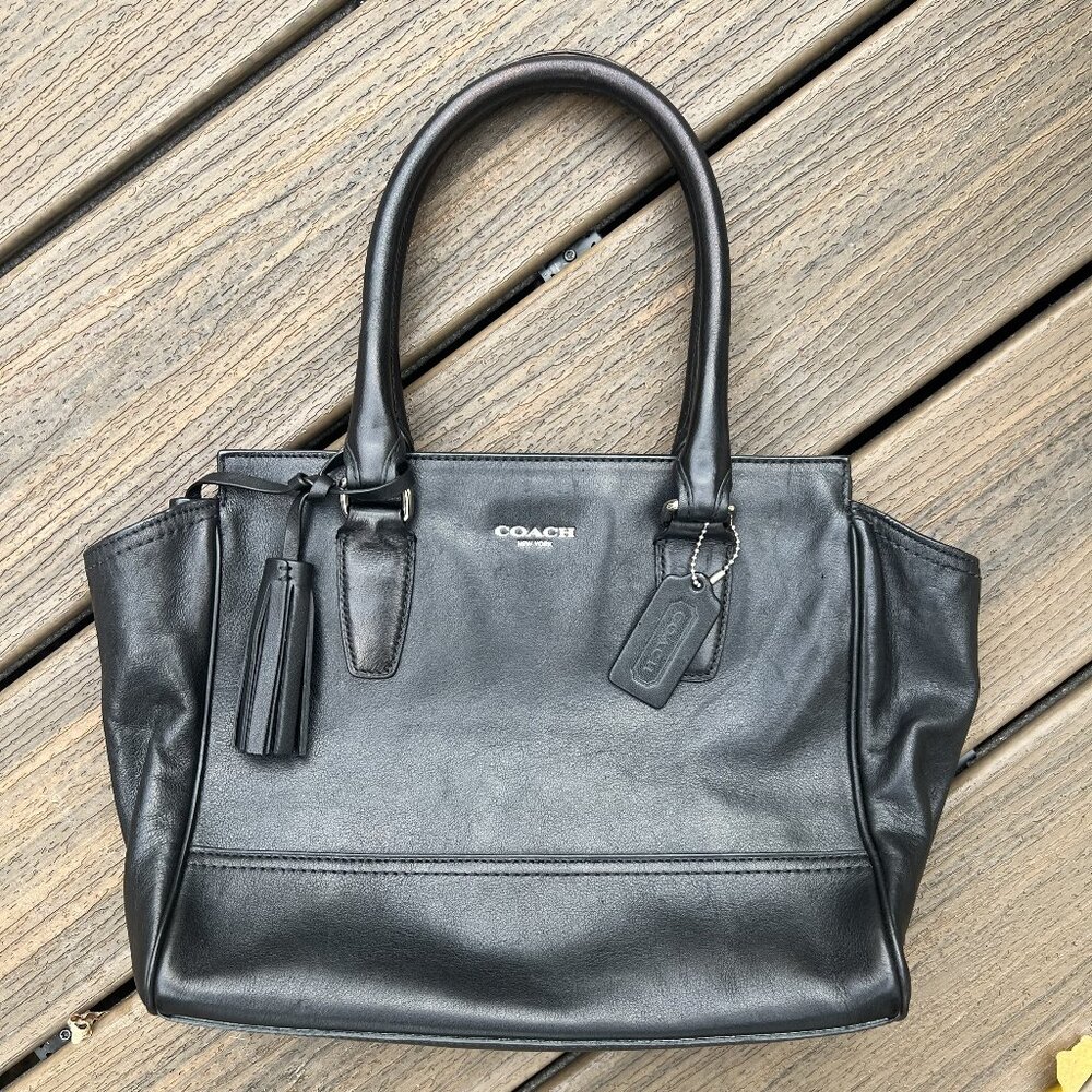 Coach Legacy Candace Black Genuine Leather Tote Purse Bag - Picture 2 of 12